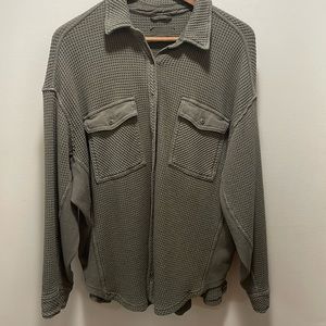 AERIE LUMBERJANE WAFFLE SHIRT, Green Size: Medium